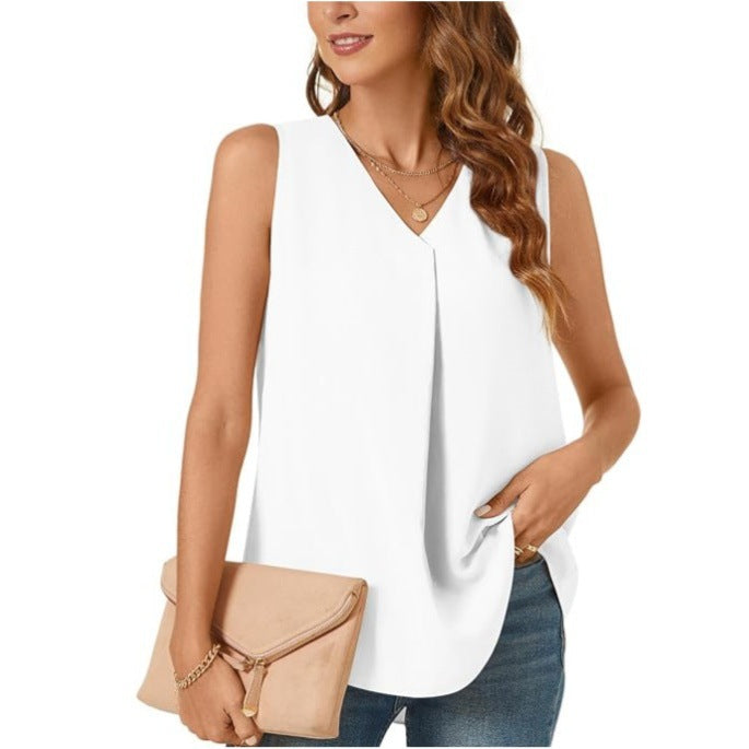 Women's Pleated Chiffon Blouse Ivyshape