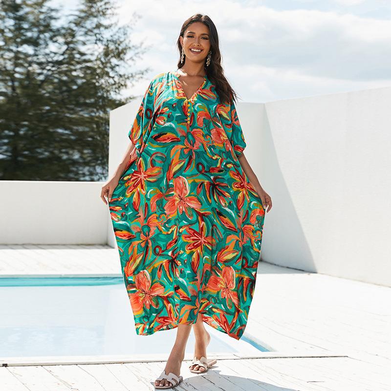 Women's beach dress with floral design and casual fit Ivyshape