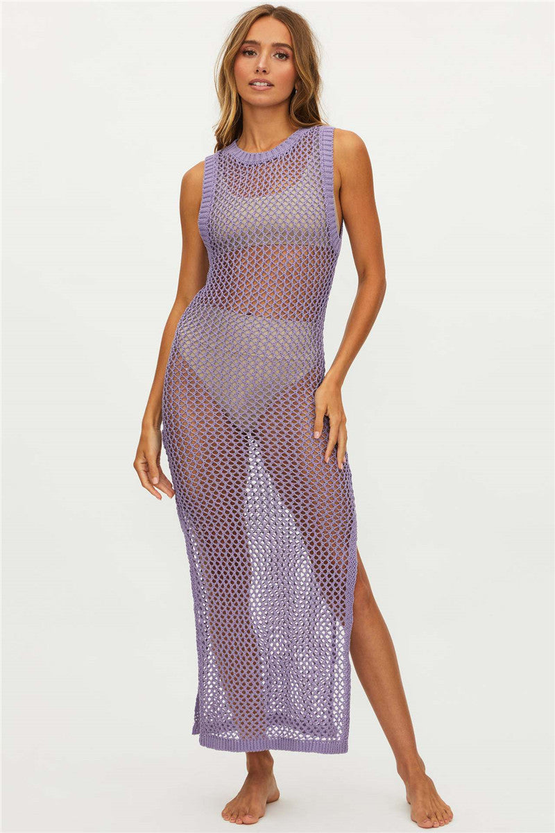 Women's mesh beach dress with high side slits Ivyshape