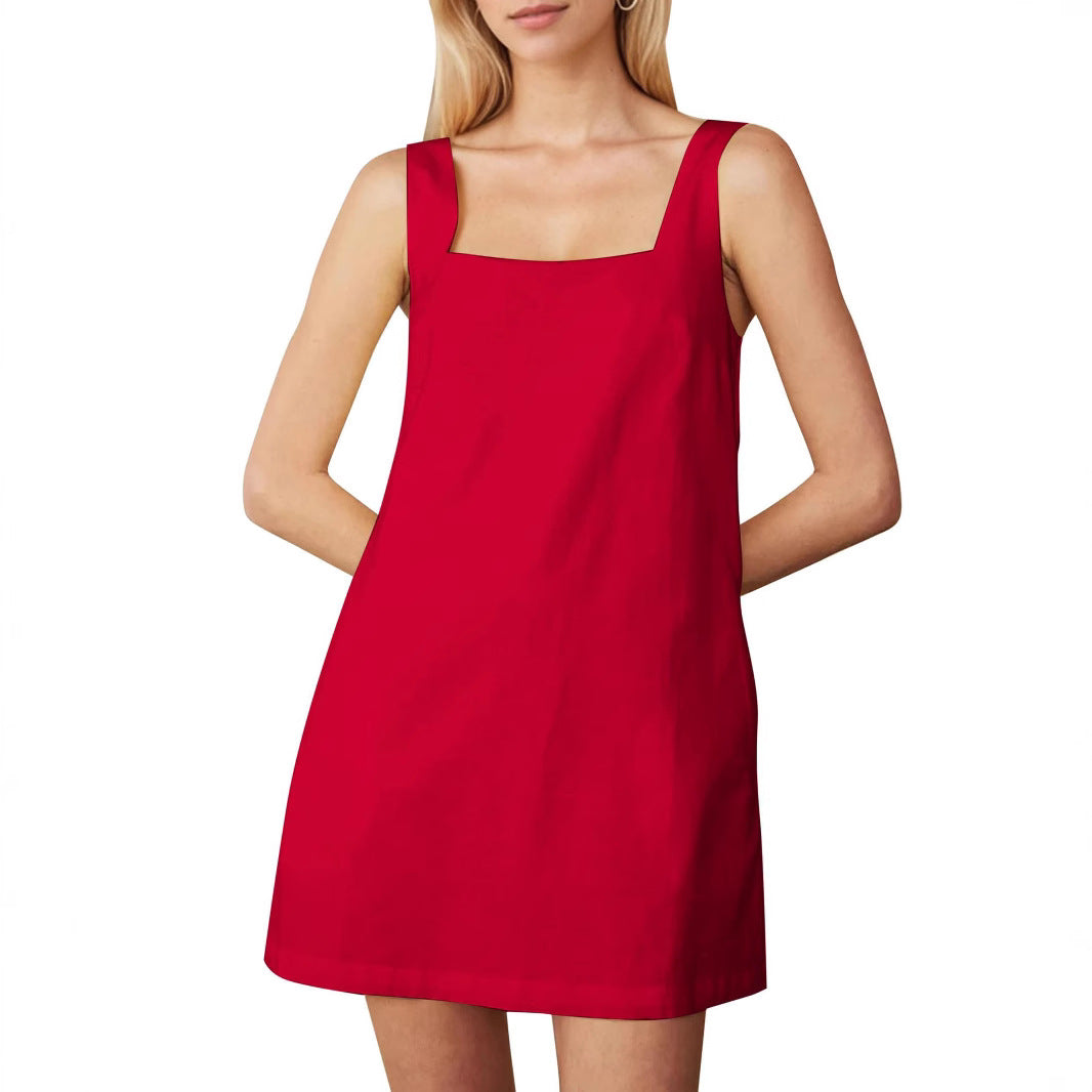 Women's A-Line Square Neck Mini Dress Ivyshape