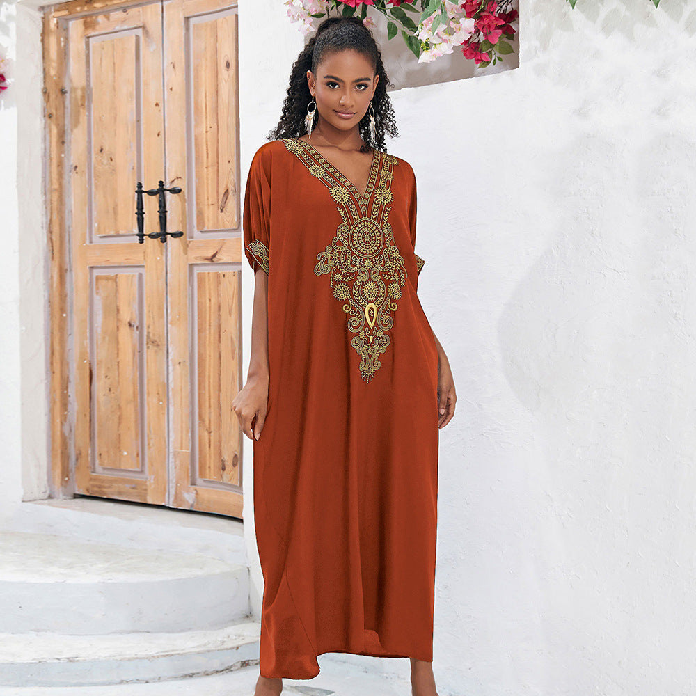 Women's maxi dress with luxurious, elaborate embroidery Ivyshape