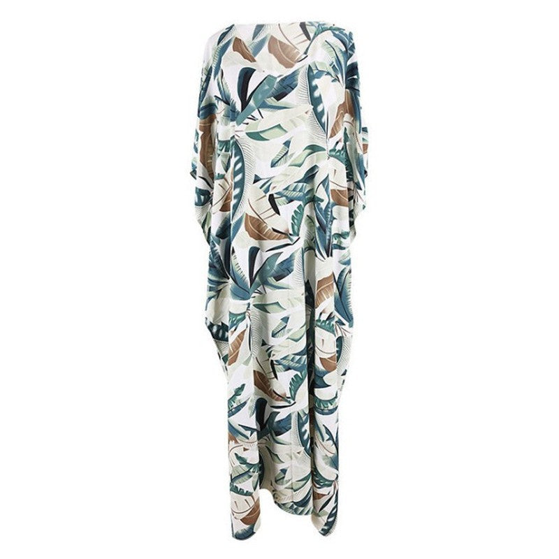 Ladies beach caftan with floral design and breezy fit Ivyshape