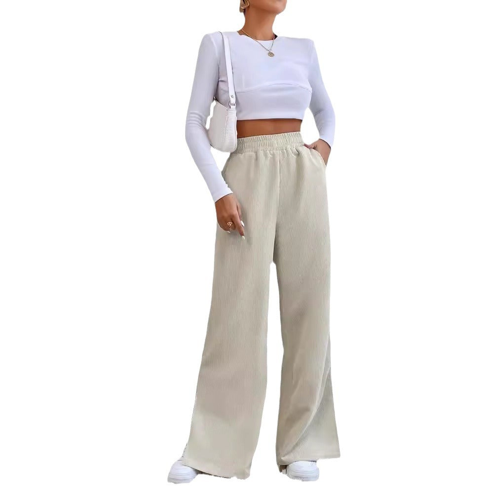 Women's Ribbed Width Leg Pants Ivyshape
