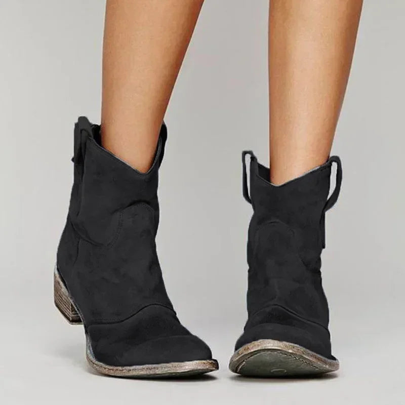 Lunara™ | Suede Western Ankle Boots