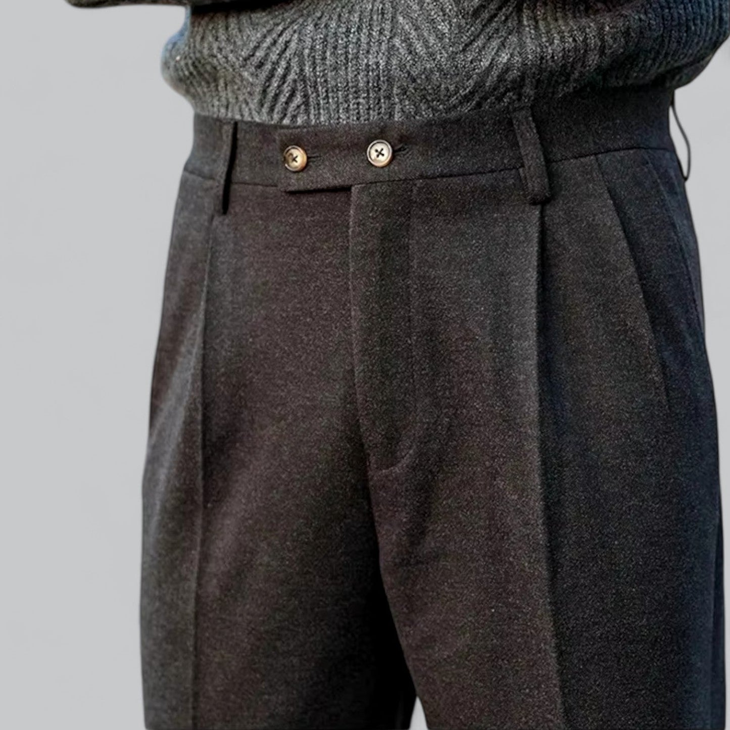 Howard | Pantaloni Eleganti a Vita Alta con Risvolto