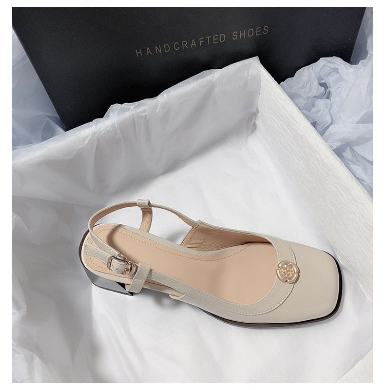 Roselle™ | Patent Slingback Emblem Heels