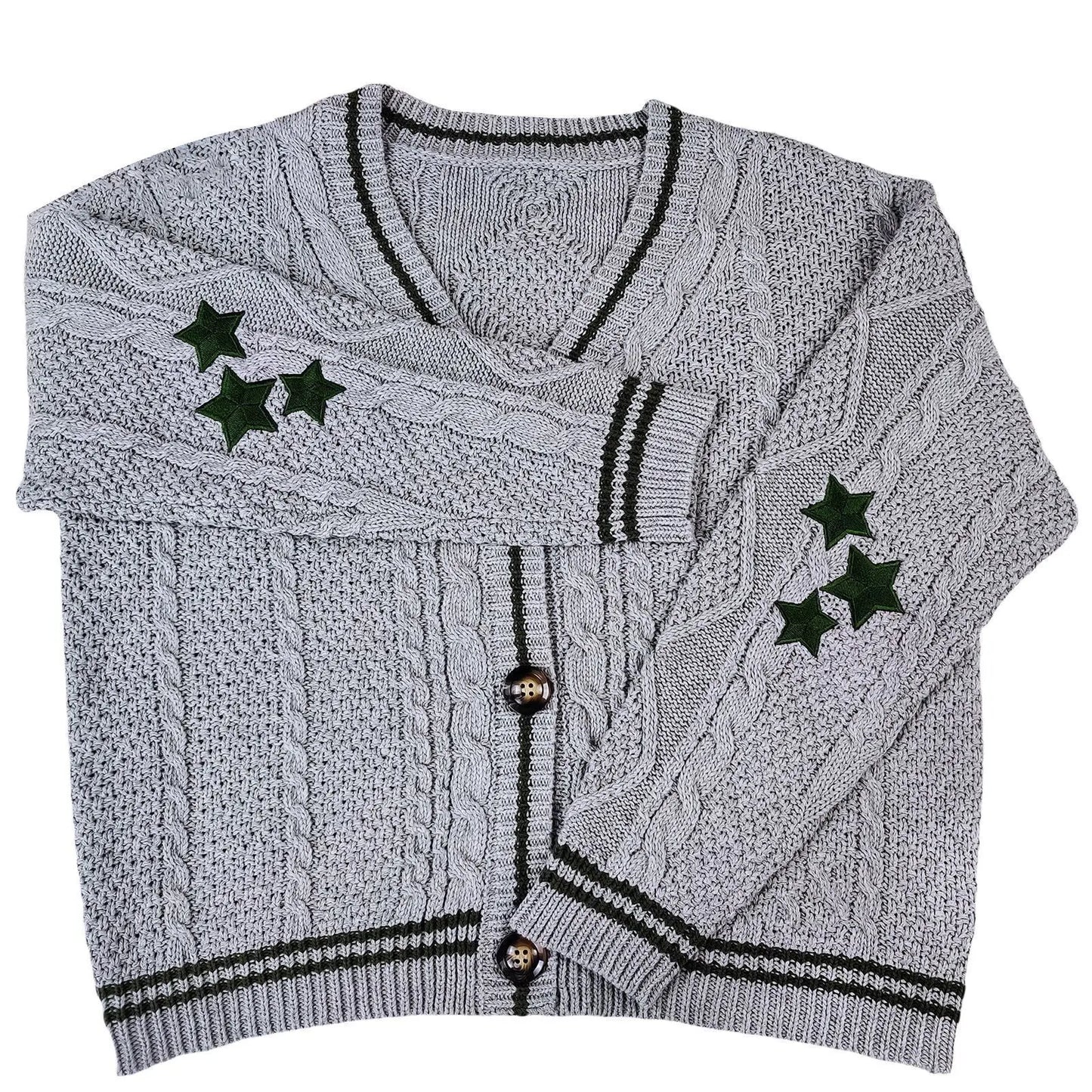 Milva | Elegante cardigan vintage in maglia con stampa a stelle