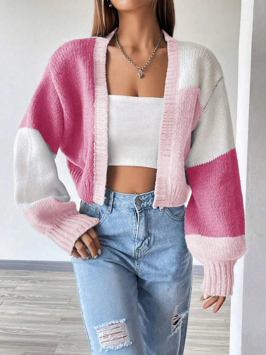 Marelina | Cardigan a blocchi di colore con maglia aperta sul davanti