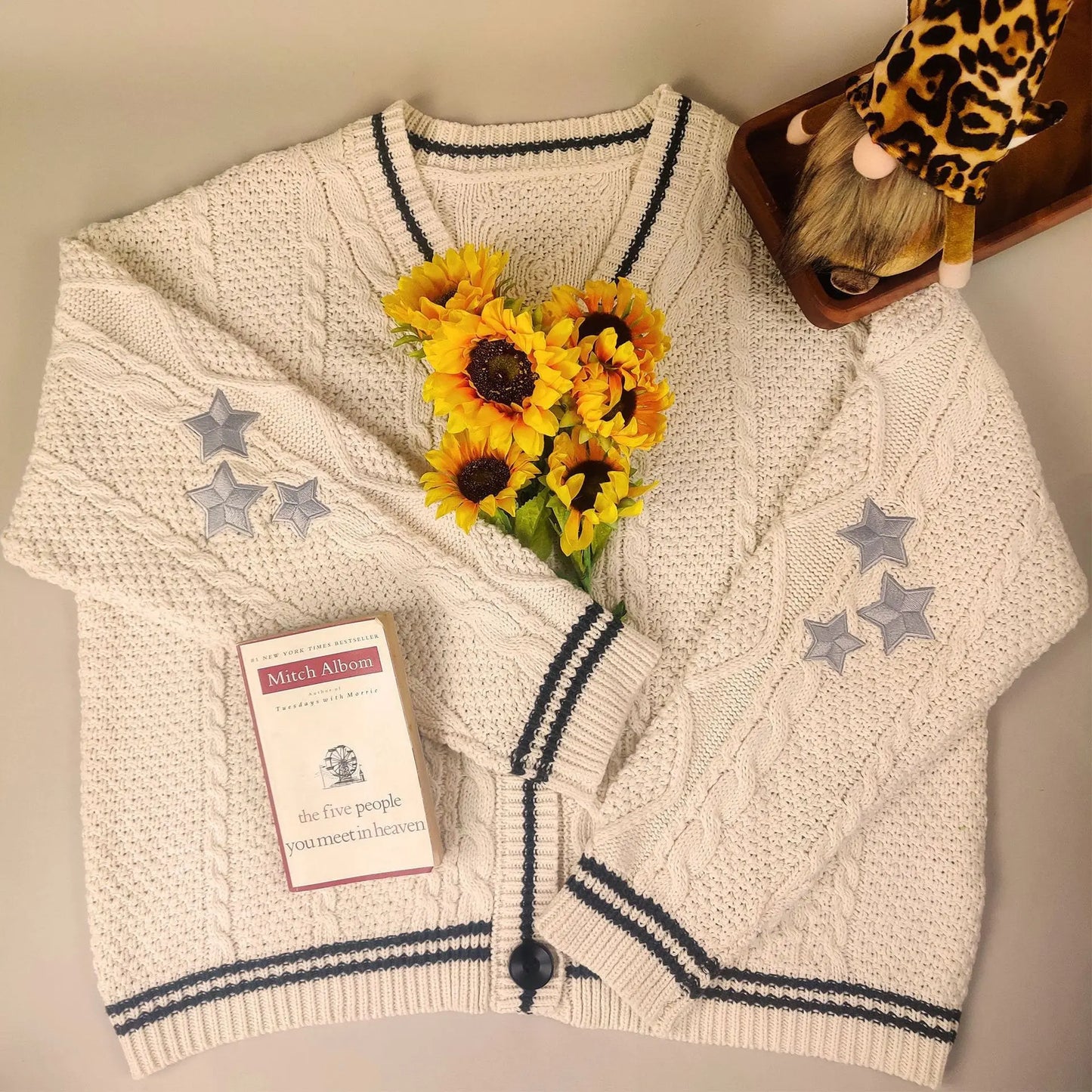 Milva | Elegante cardigan vintage in maglia con stampa a stelle
