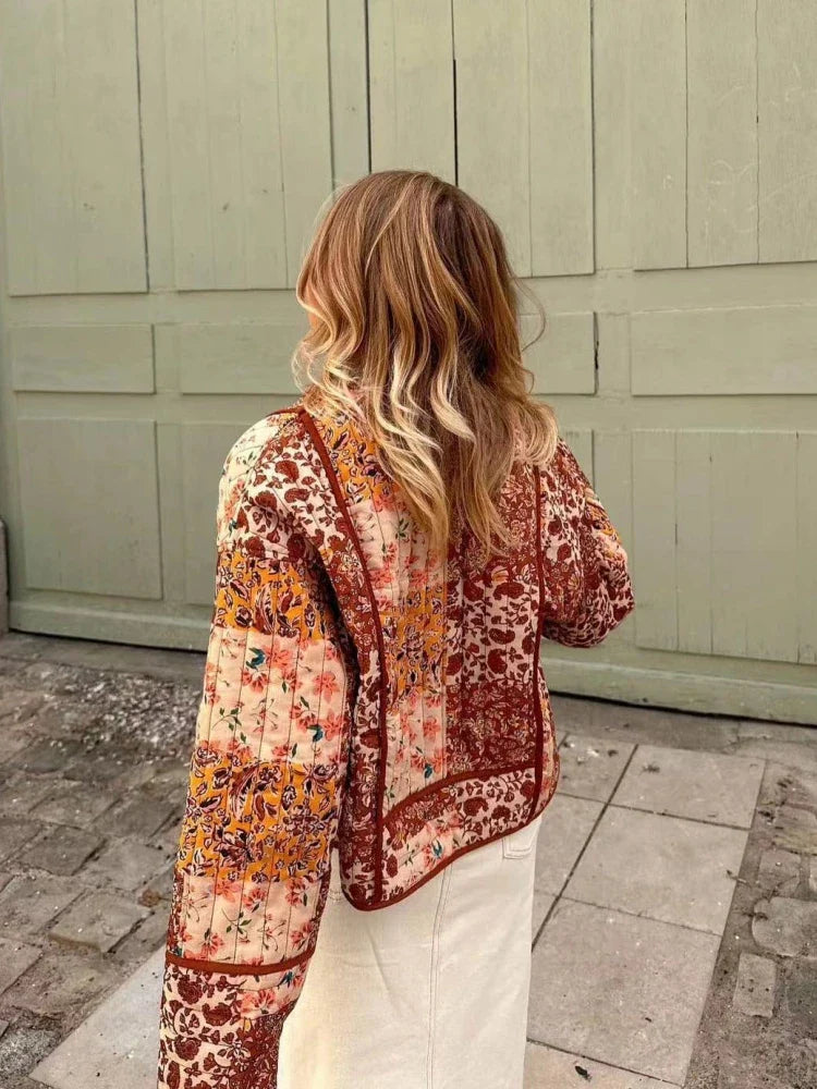 Chiara | Giacca trapuntata corta floreale boho chic