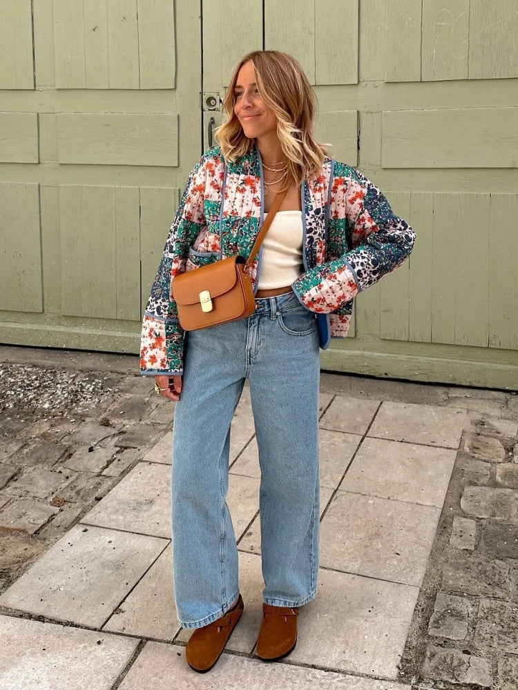 Chiara | Giacca trapuntata corta floreale boho chic