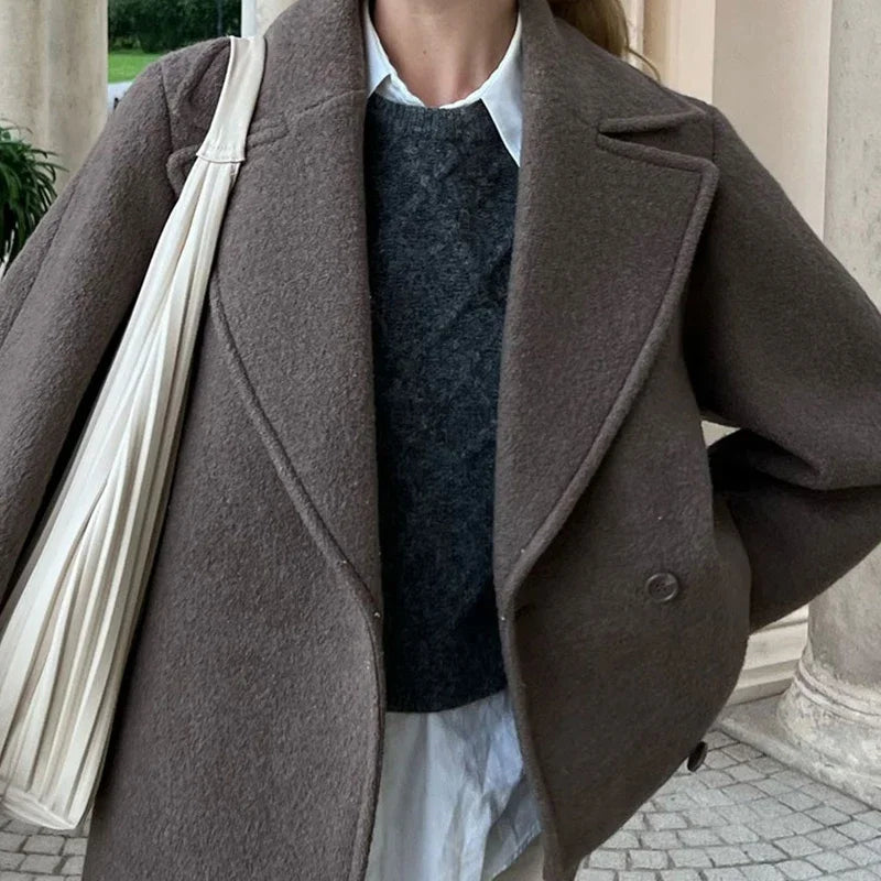 Emberlyn™ | Oversized Wool-Blend Button Coat