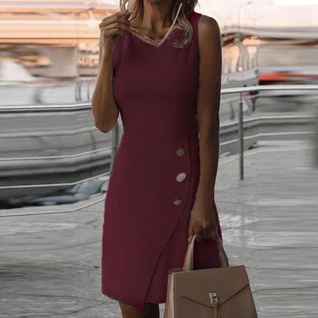 Teresa™ | Asymmetrical Button Mini Dress