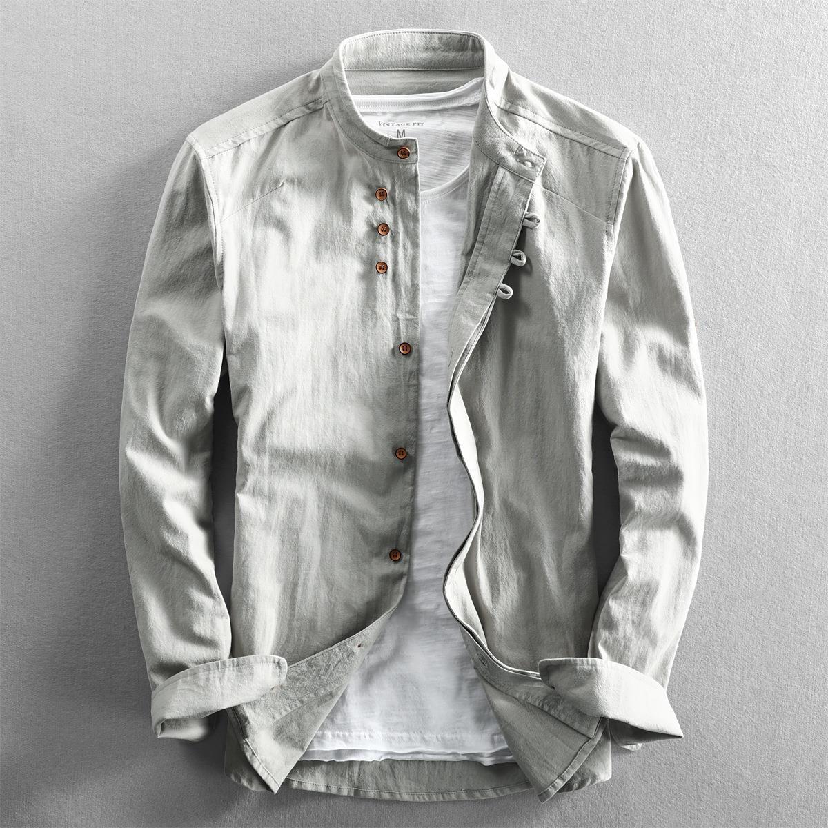 Thaddius | Camicia casual da uomo in stile cinese retrò con collo alto