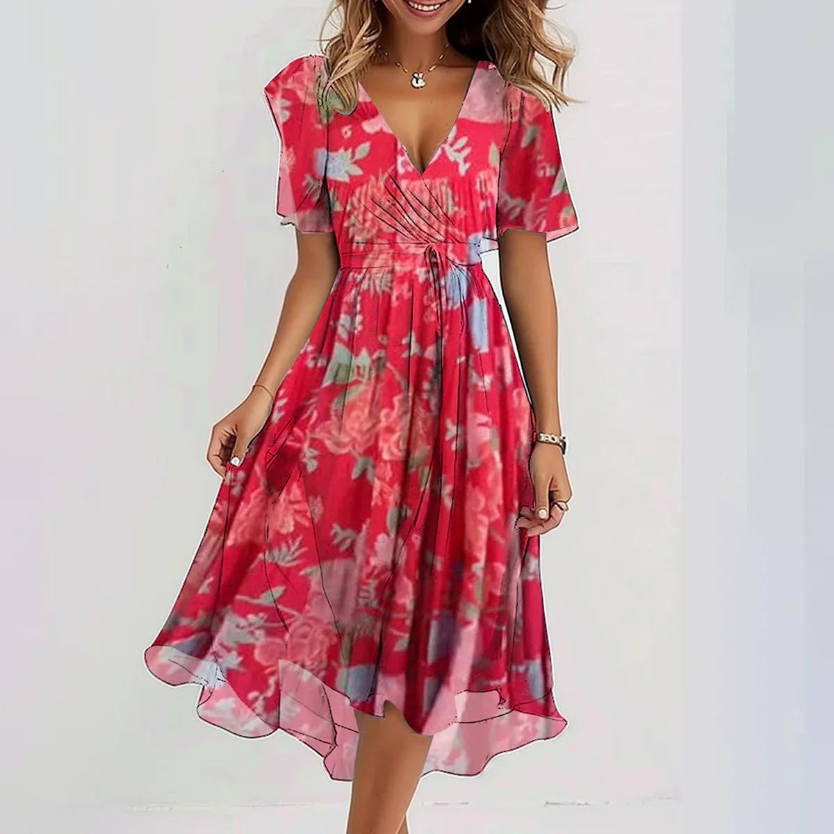 Laika - Floral chiffon midi summer dress
