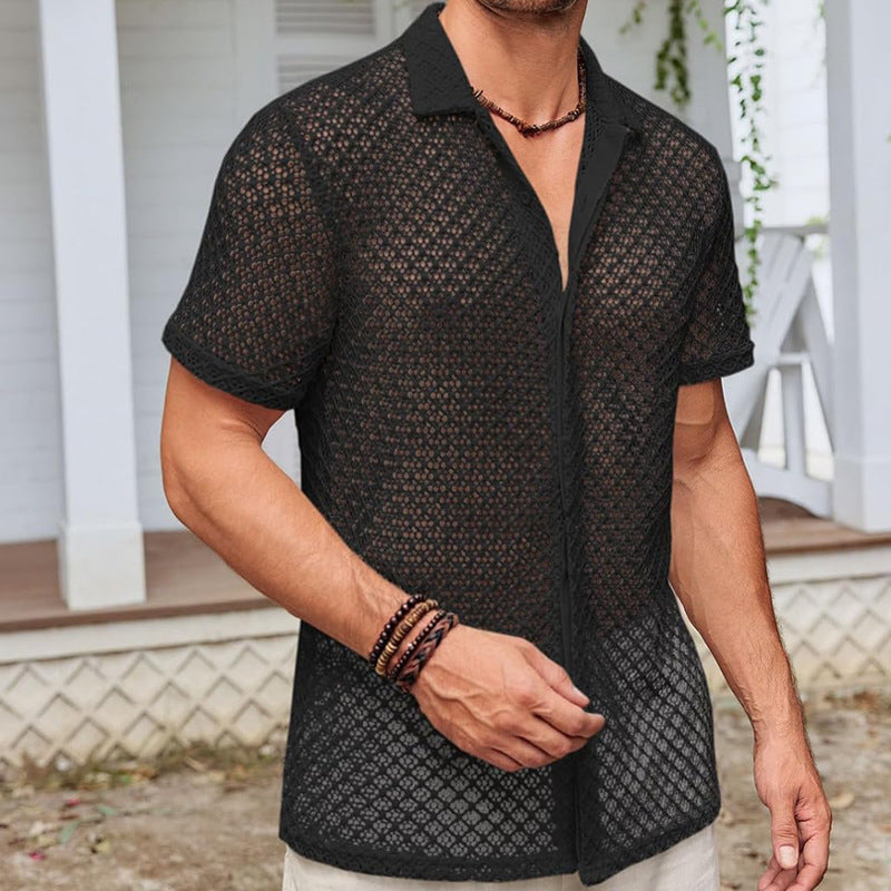 Alonzo - Camisa de ganchillo de manga corta