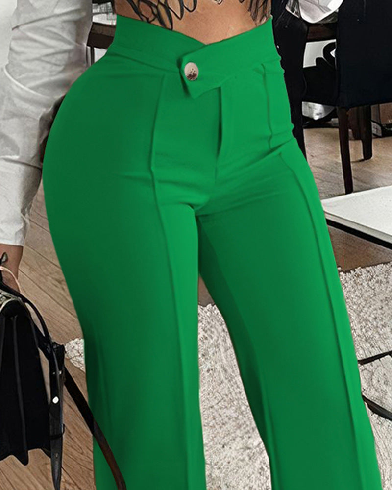 Carla | Pantaloni donna aderenti a gamba dritta con fibbia
