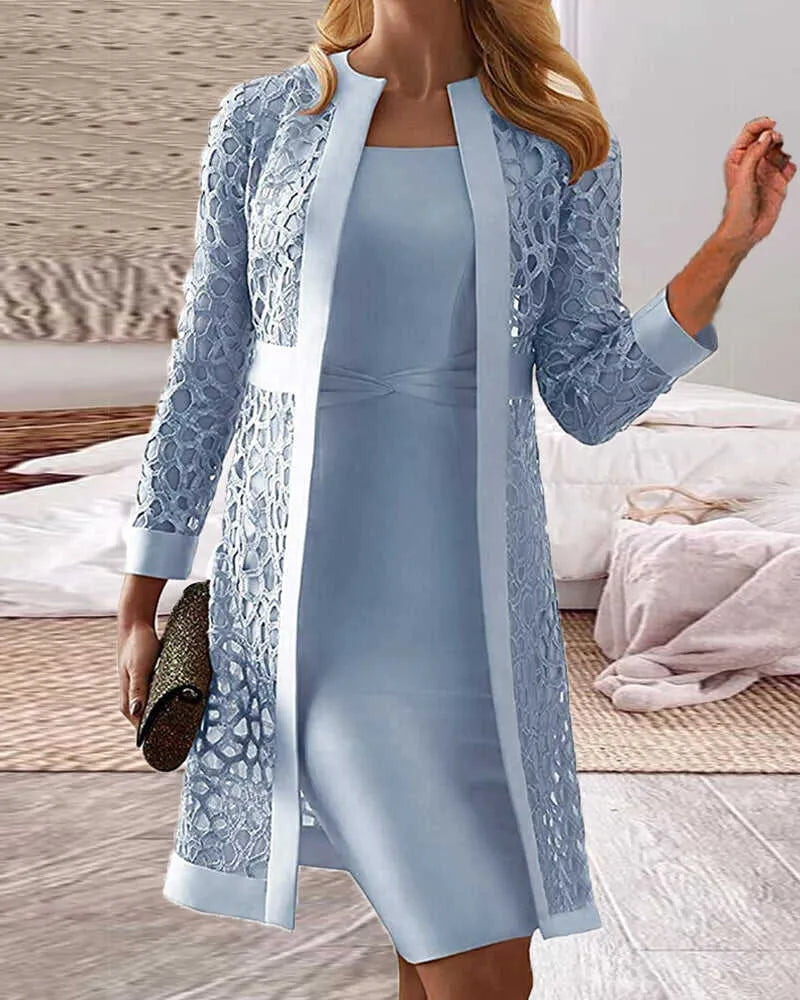 Victoria - Set abito e cappotto in pizzo
