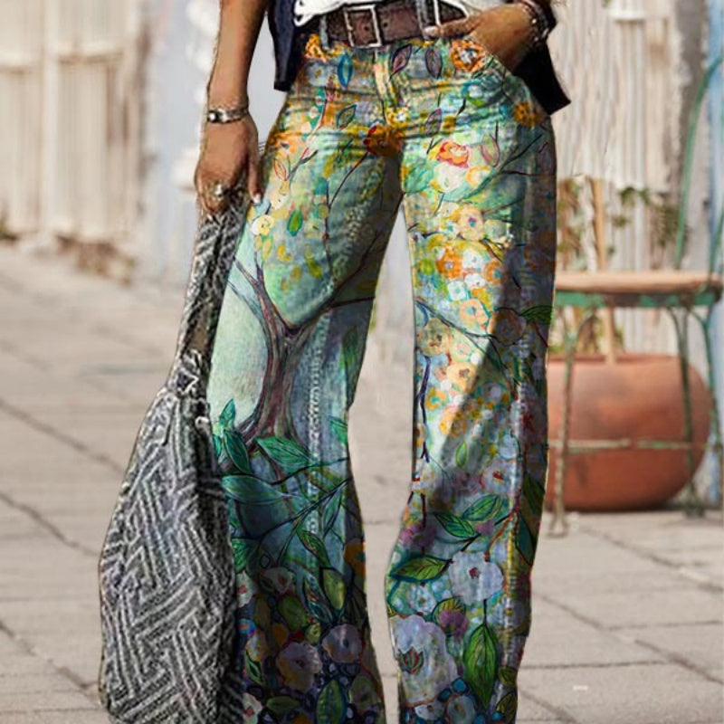 Valeria - Wide-leg jeans with floral print