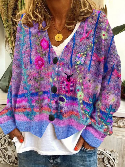 Stuttgart | Timeless Lässiger Flanell-Cardigan mit lockeren Knöpfen