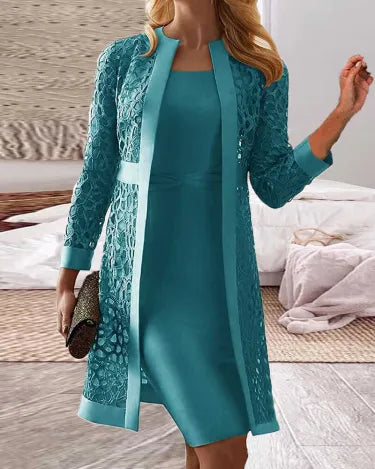 Victoria - Set abito e cappotto in pizzo