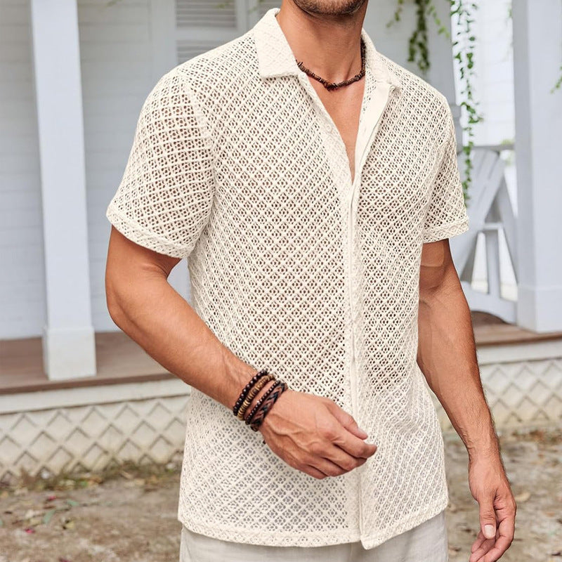 Alonzo - Camisa de ganchillo de manga corta