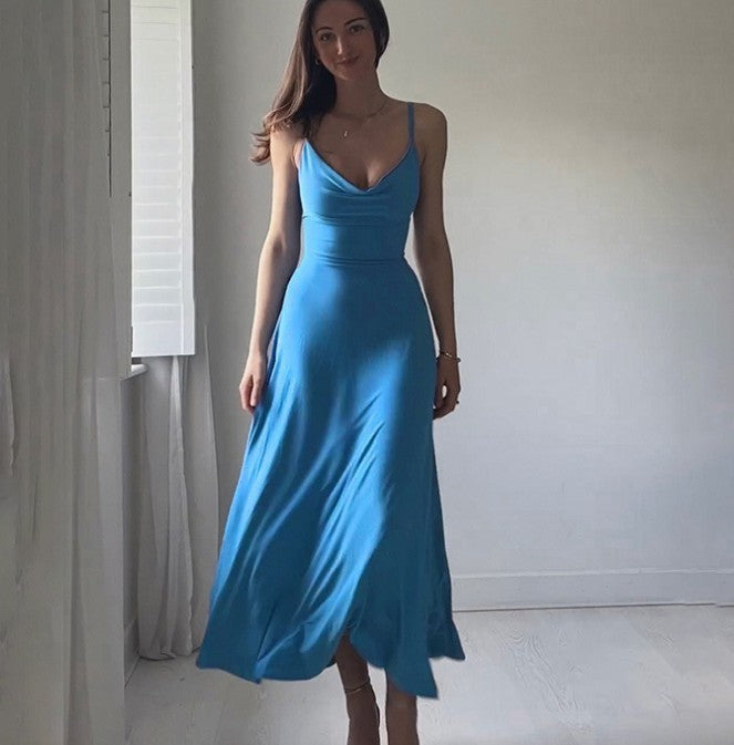 Loida - Blue sleeveless midi dress