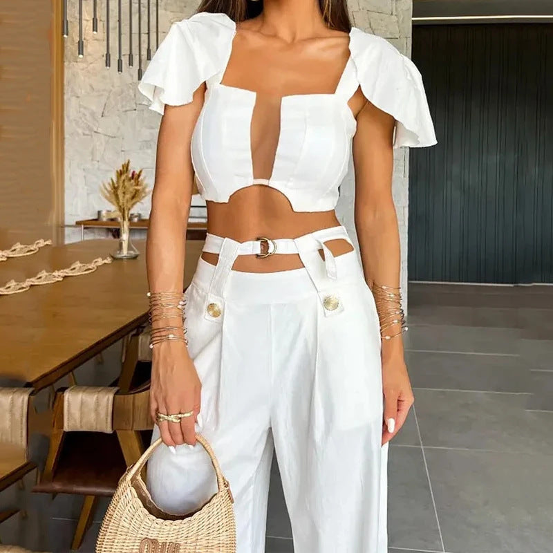 Luisa | Completo due pezzi da donna con scollo quadrato e spacco