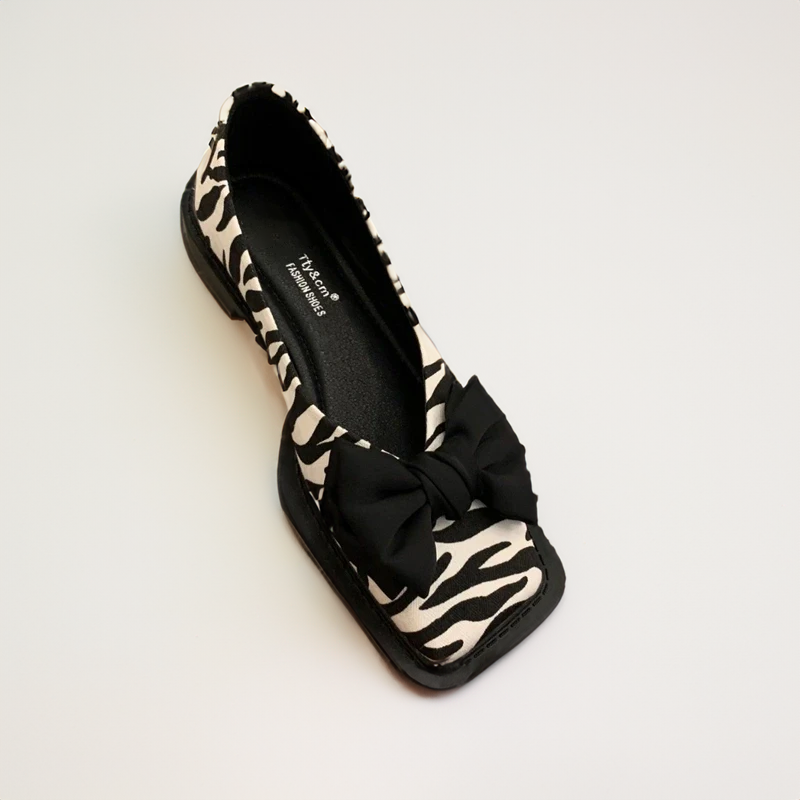 Zivette™ | Zebra Bow Square-Toe Flats