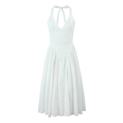 Viviana - Abito midi fluido con scollatura a V e aletta
