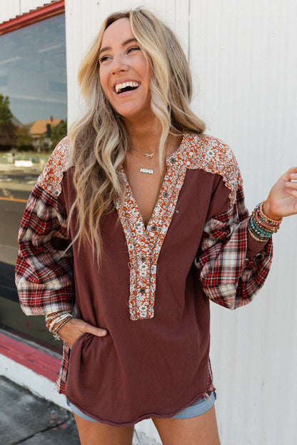 Martina | Blusa boho chic con maniche fantasia e dettagli floreali