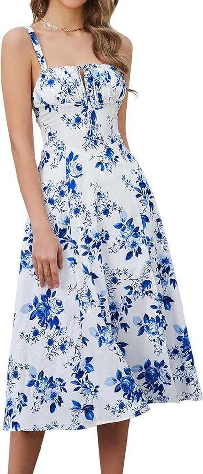 Sienna™ – Light Pink Midi Sundress with Spaghetti Straps