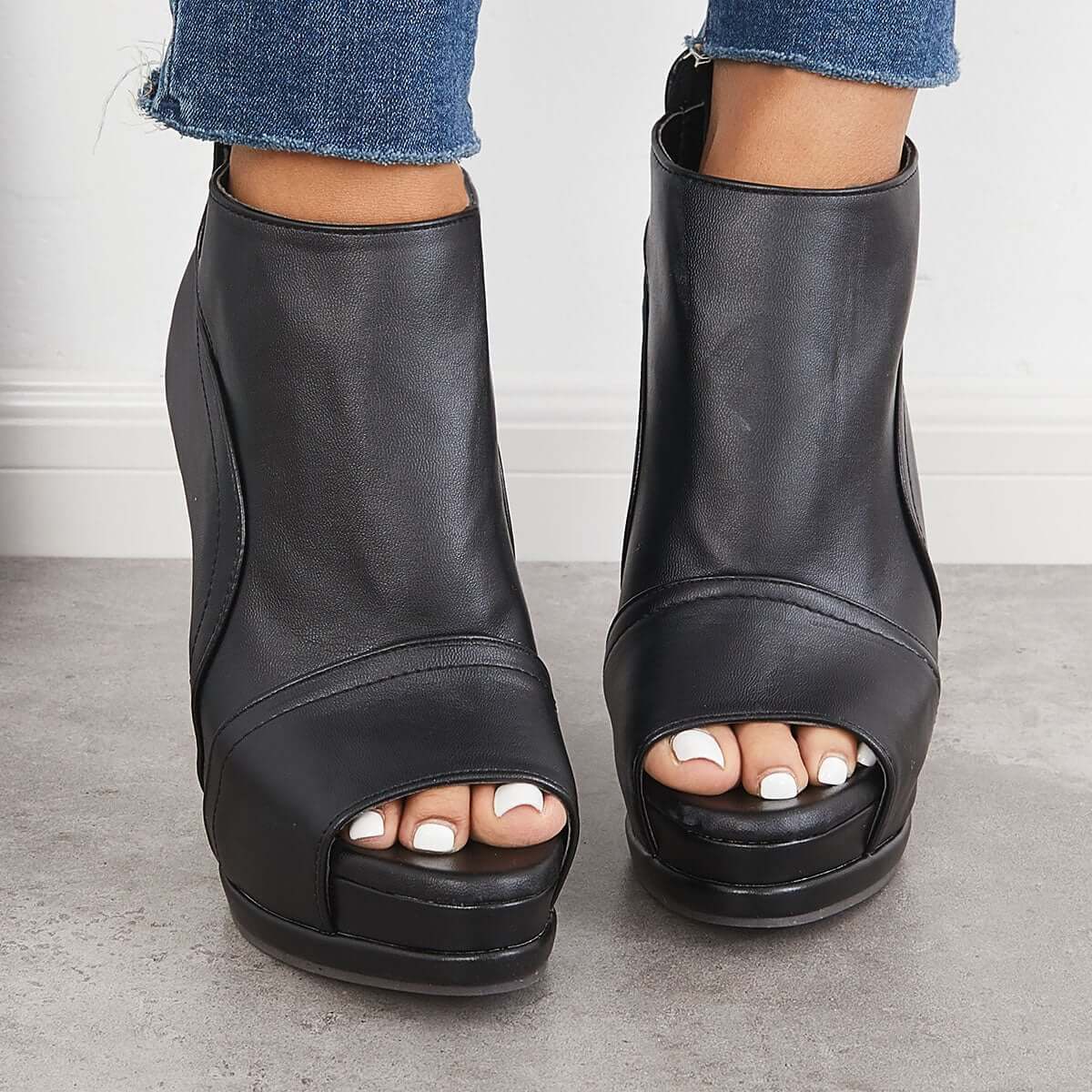 Selvya™ | Cut-Out Peep Toe Stiletto Booties