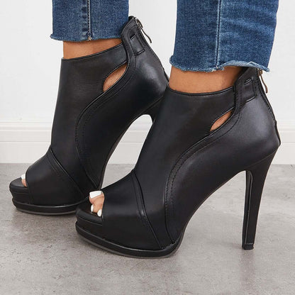 Selvya™ | Cut-Out Peep Toe Stiletto Booties