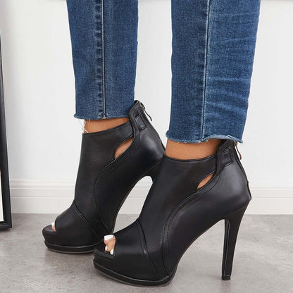 Selvya™ | Cut-Out Peep Toe Stiletto Booties