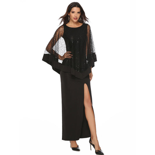 Ladies Elegant Sequin Overlay Evening Dress Ivyshape