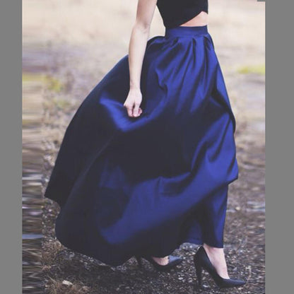 Ladies High-Waist Pleated Maxi Skirt Ivyshape