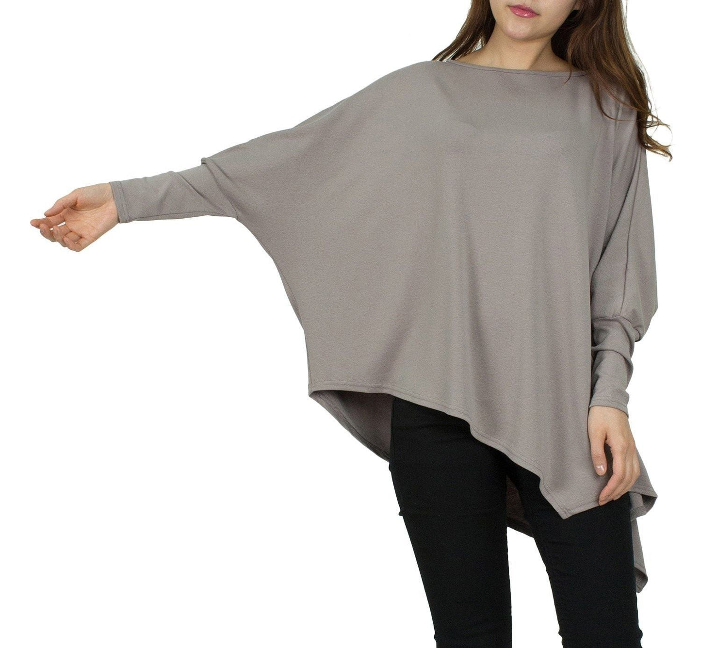 Women Oversize Sweatshirt with asymmetrical hem Ivyshape