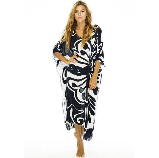 Ladies elegant Kaftan with modern floral pattern Ivyshape