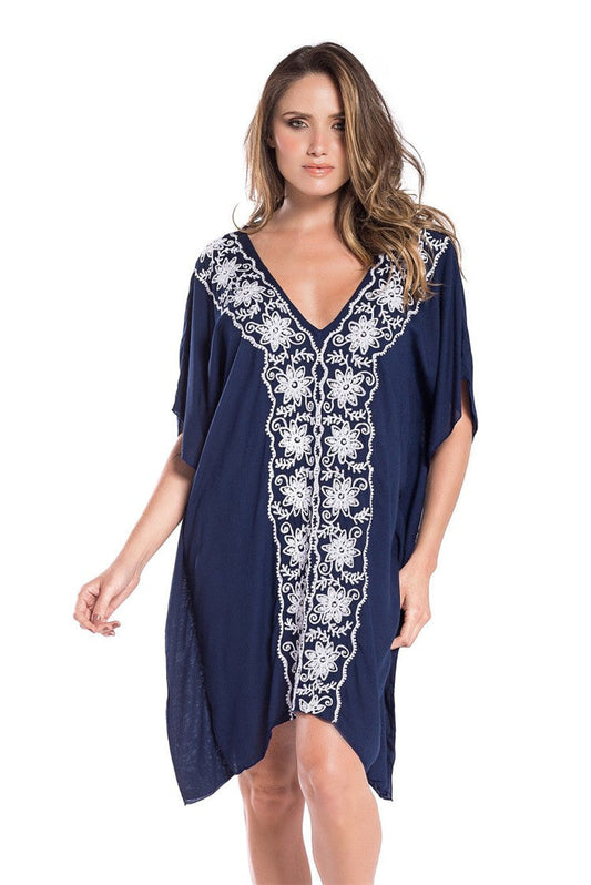 Women's beach cover-up with artistic arc embroidery Ivyshape