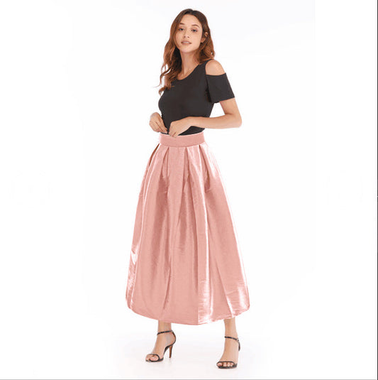 Ladies High-Waist Pleated Maxi Skirt Ivyshape