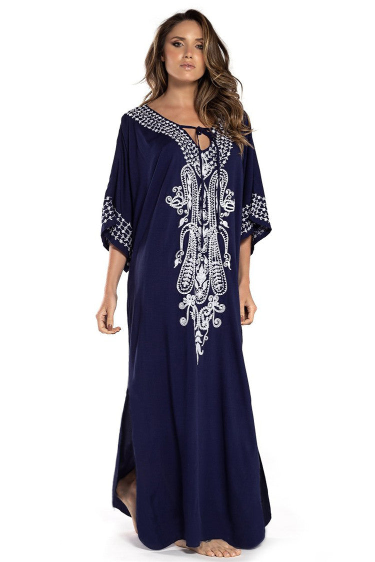 Women's Kaftan with artistic, intricate embroidery design and airy sleeves Ivyshape