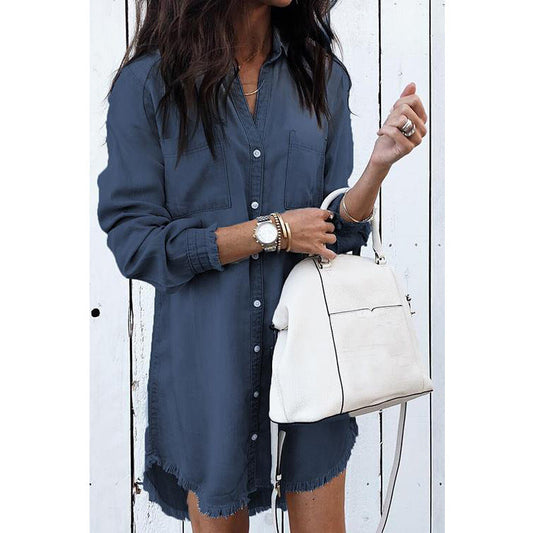 Women's shirt dress with modern fringes Ivyshape