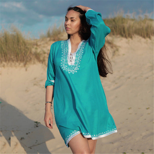 Women's beach dress with artistic embroidery by Ivyshape