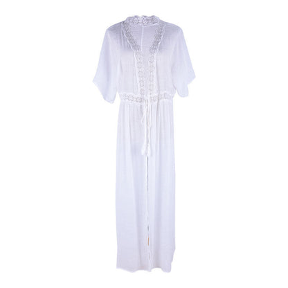 Women's Airy Beach Kimono with Artistic Lace Decoration Ivyshape