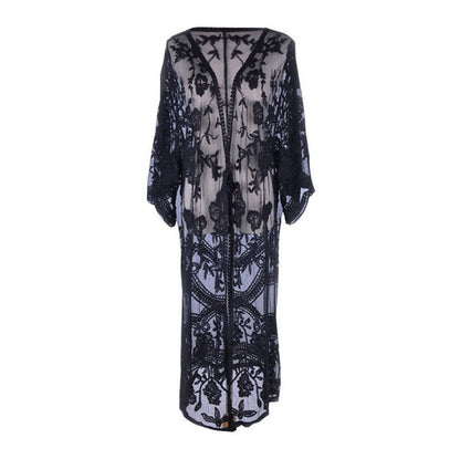 Ladies Elegant Crochet Kimono with Floral Details Ivyshape