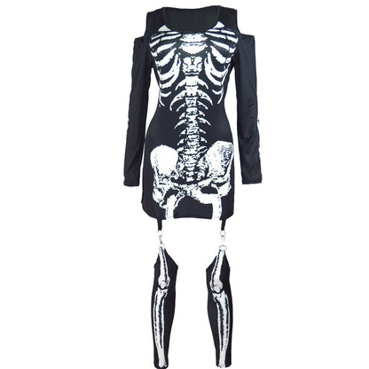 Women's Skeleton Print Costume Dress Ivyshape