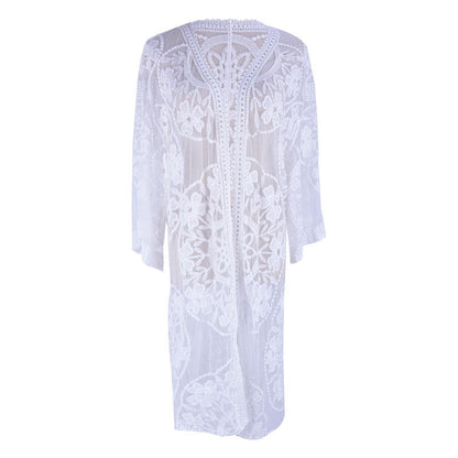 Ladies Elegant Crochet Kimono with Floral Design Ivyshape
