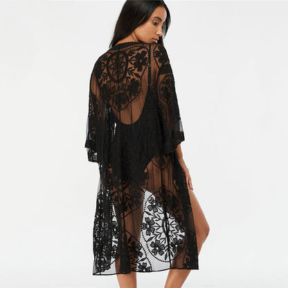 Ladies Elegant Crochet Kimono with Floral Design Ivyshape