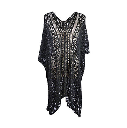 Ladies crochet dress with side slits and rounded hem Ivyshape